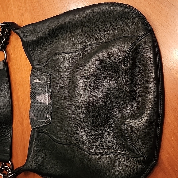 Chi by Carlos Falchi black leather and snakeskin print BEAUTY!! - Picture 7 of 12